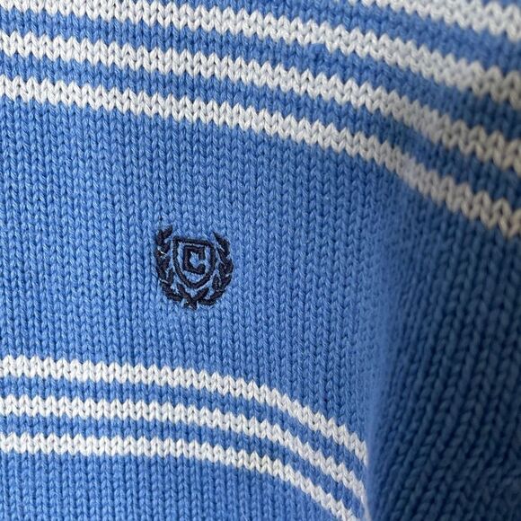 Chaps Mens Blue and White Striped Crew Neck Sweater Size L - Picture 4 of 8